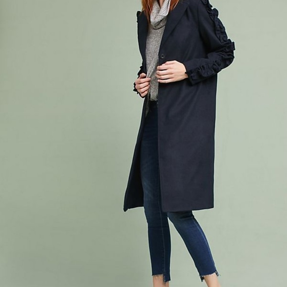 Anthropologie Jackets & Blazers - NWT Anthropologie Fifth Label Blue Ruffled Coat XS